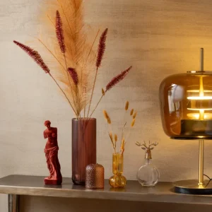 J-Line tafellamp - glas - bruin - LED lichtjes