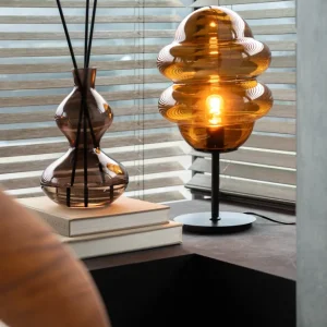 J-Line tafellamp Honinglepel - glas - bruin