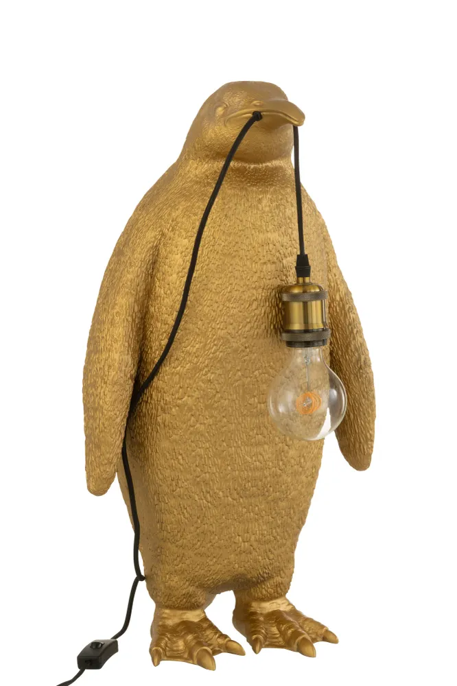 J-Line tafellamp Pinguïn - polyresin - goud - large