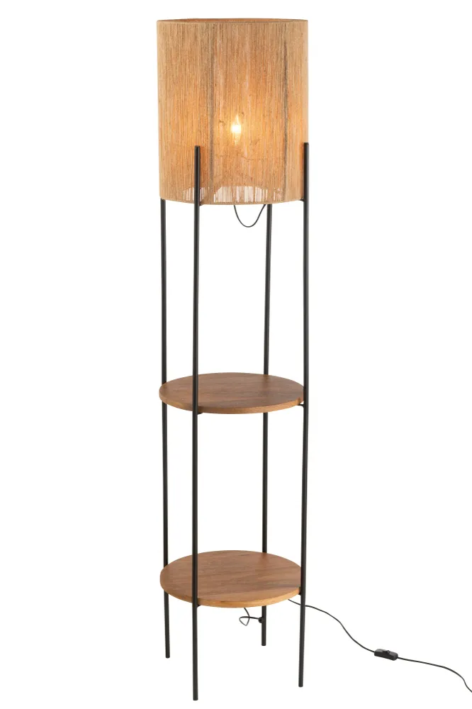 J-Line vloerlamp - ijzer/mango - naturel/zwart