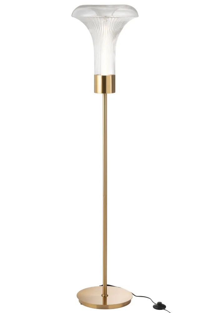 J-Line vloerlamp - metaal - goud/transparant - LED lichtjes