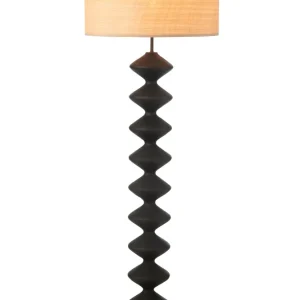 J-Line vloerlamp Rups - populierenhout - zwart/naturel