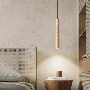 Japandi Buisvormige Hanglamp Slaapkamer Travertijn