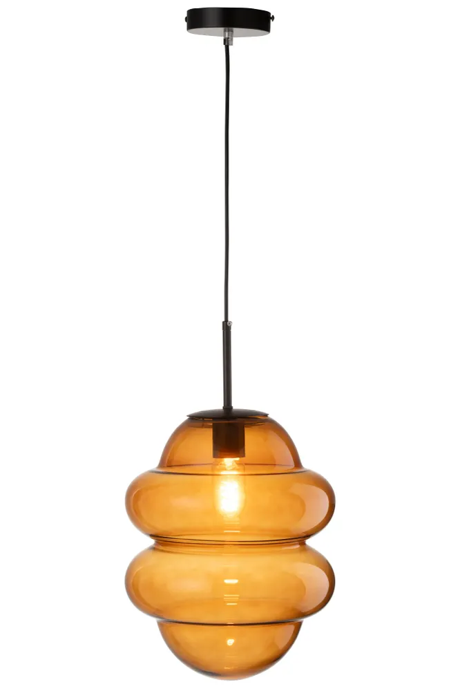 J-Line Hanglamp Honinglepel Glas Bruin