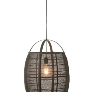 J-Line Hanglamp Ion Linnen/Bamboe Zwart Large