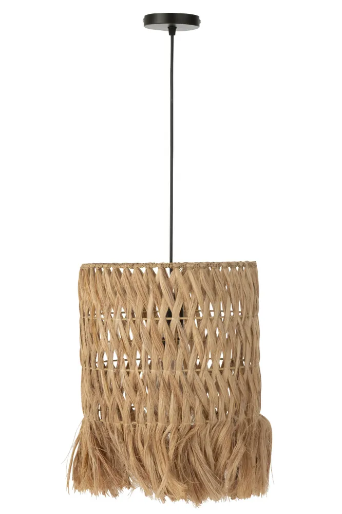 J-Line Hanglamp Rond - bananenbladeren - naturel