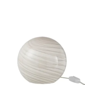 J-Line Lamp Dany Strepen Rond Glas Grijs Small