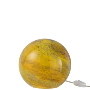 J-Line Lamp Dany Strepen Rond Glas Geel Small