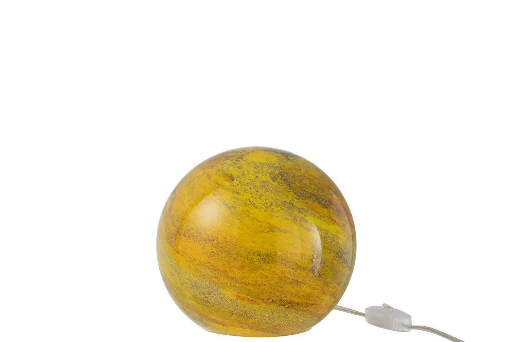 J-Line Lamp Dany Strepen Rond Glas Geel Small
