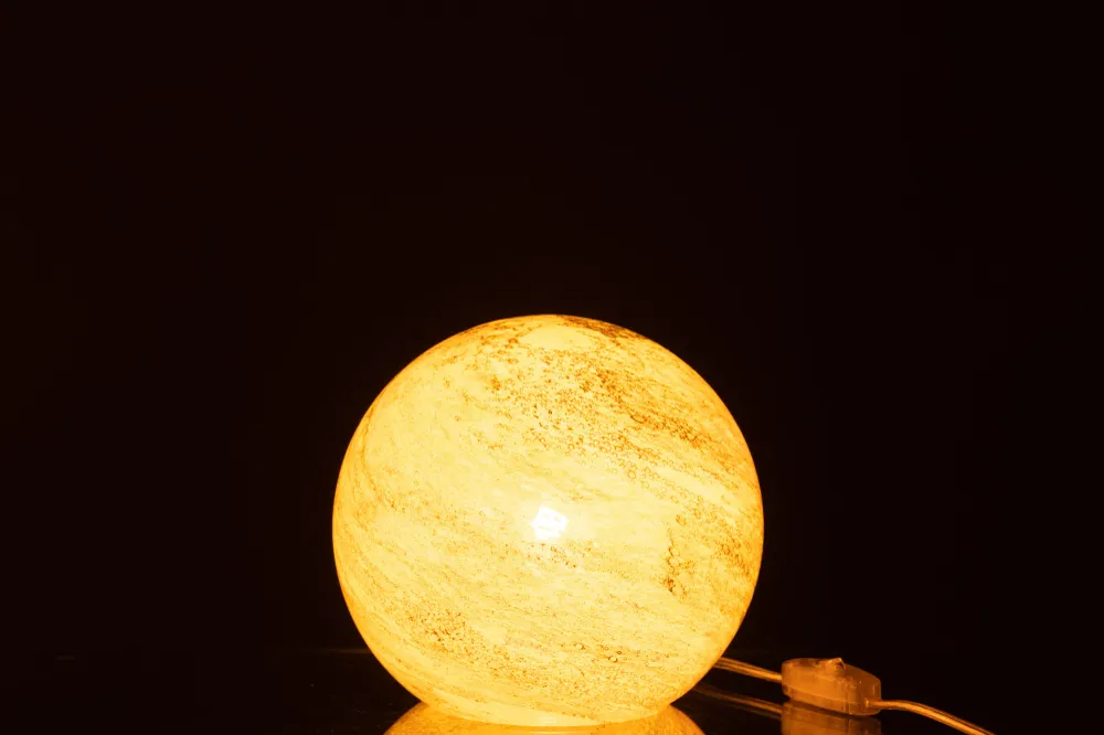 J-Line Lamp Dany Strepen Rond Glas Geel Small
