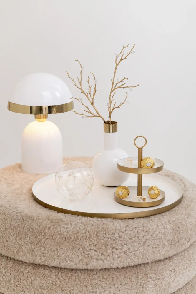 J-Line Lamp Goud Boord Metaal Blinkend Wit