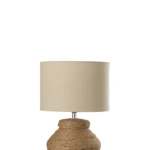 J-Line Lamp Meli + Kap Keramiek Linnen Bruin Small