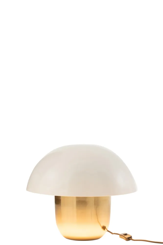 J-Line Lamp Paddenstoel Ijzer Wit/Goud Small