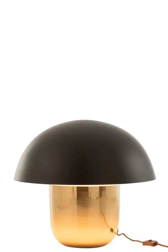J-Line Lamp Paddenstoel Ijzer Zwart/Goud Large