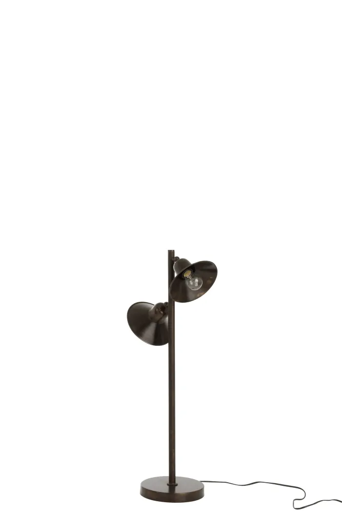 J-Line Lamp Staand 2Lampen Ijzer Donker Bruin