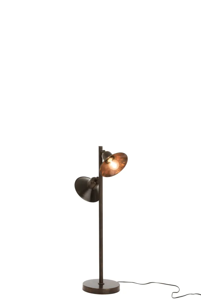 J-Line Lamp Staand 2Lampen Ijzer Donker Bruin