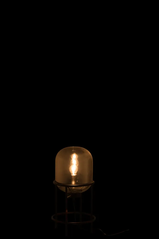 J-Line Lamp Op Voet Sasha Glas/Metaal Zilver/Zwart Small