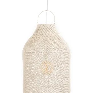 J-Line Lampkap Cilinder Xl Rotan Wit