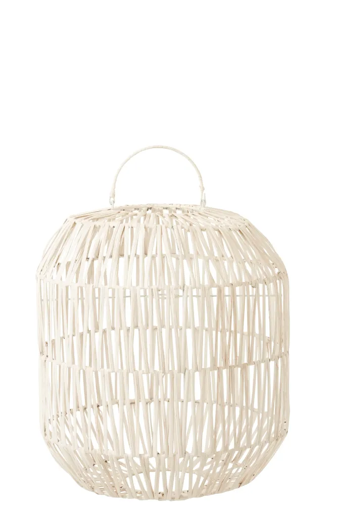 J-Line Lampkap Cyclinder Rotan Wit