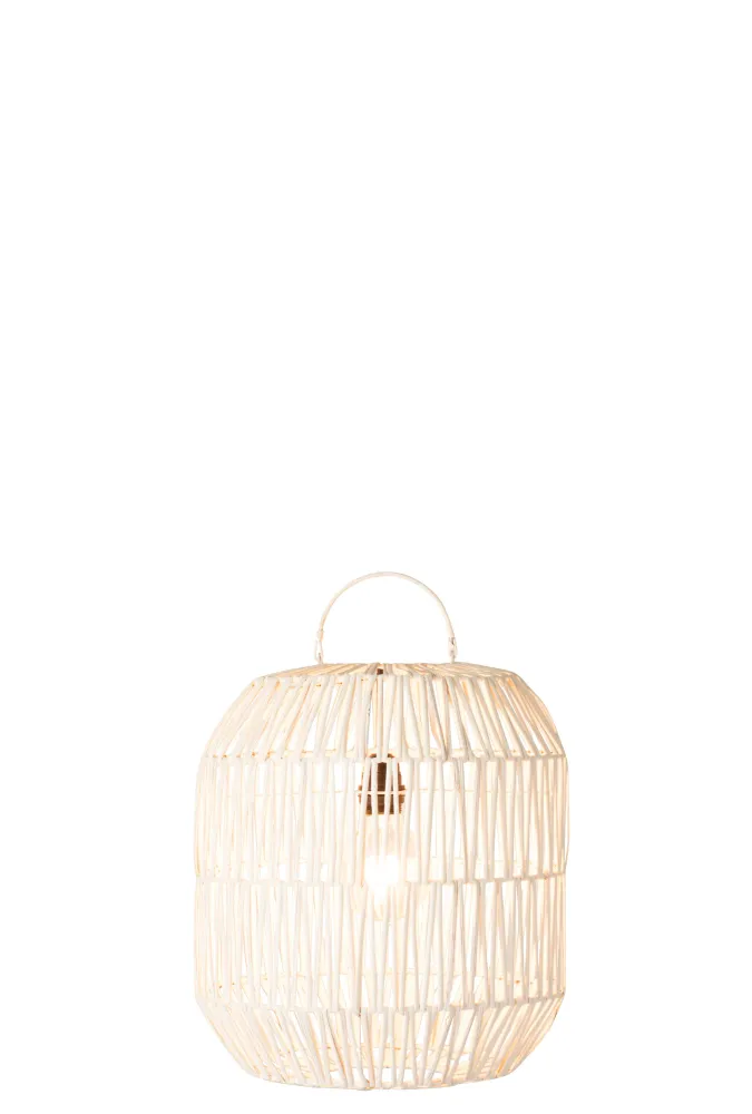 J-Line Lampkap Cyclinder Rotan Wit