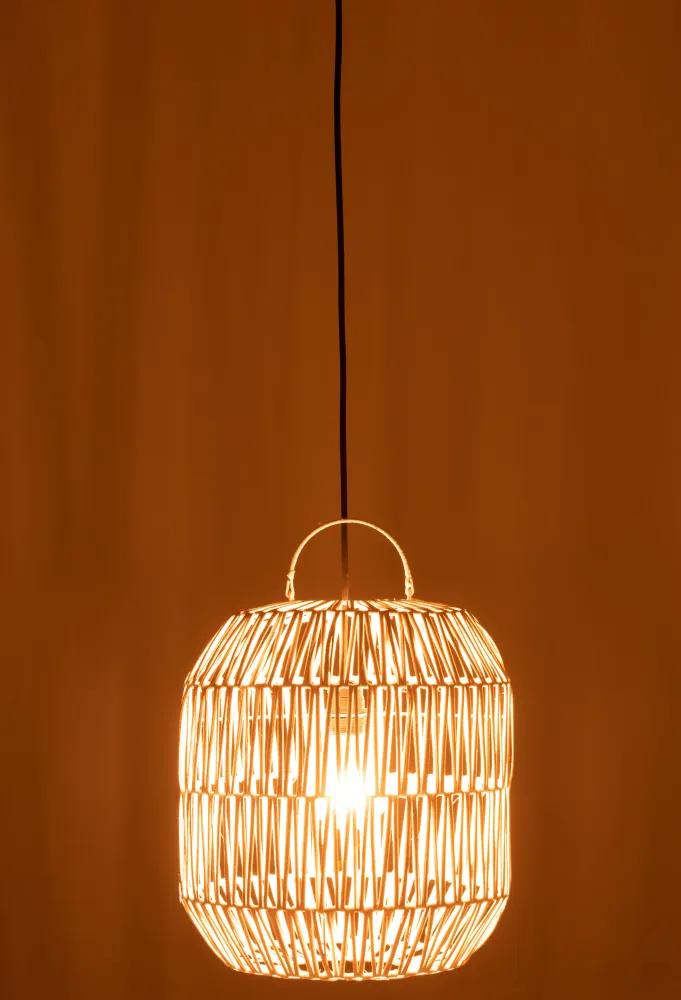 J-Line Lampkap Cyclinder Rotan Wit