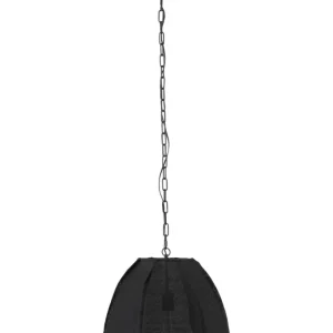 J-Line Plafondlamp Peer Linnen/Ijzer Zwart Small