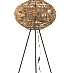 J-Line Staanlamp Driepoot Rattan/Metaal Bruin/Zwart Small