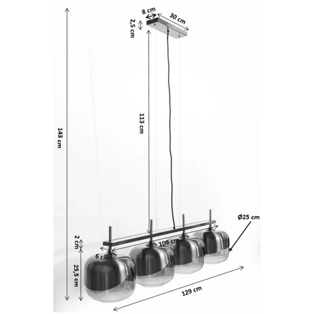Kare Design Hanglamp Goblet Quattro zwart