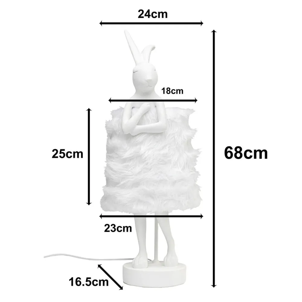 Kare Design tafellamp Animal Fluff - konijn - 68cm - wit