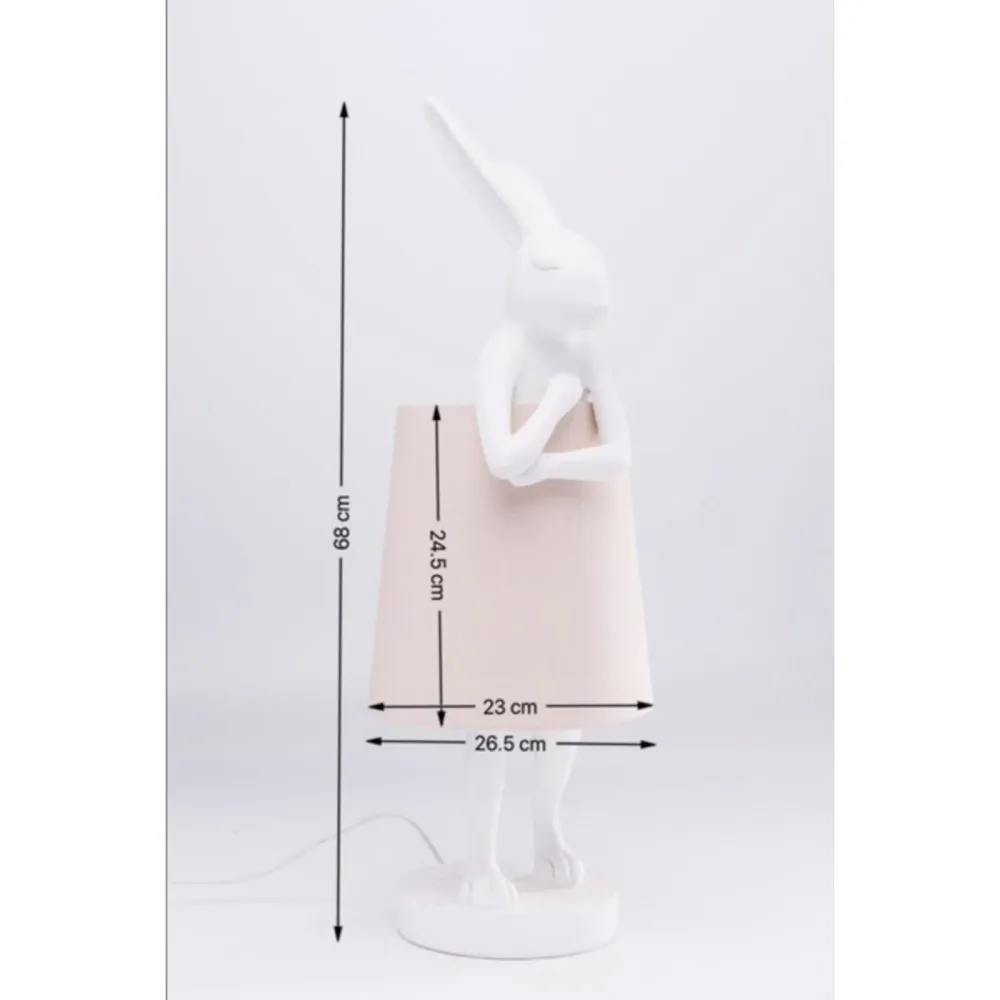 Kare Design tafellamp Animal - konijn - 68cm - wit en roze
