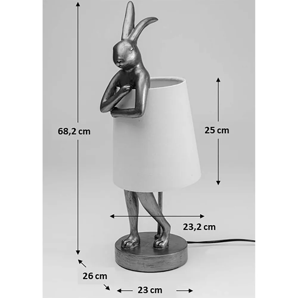 Kare Design tafellamp Animal - konijn - 68cm - wit en roze