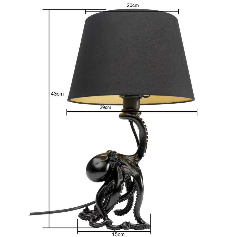 Kare Design Tafellamp Octopus zwart 43cm