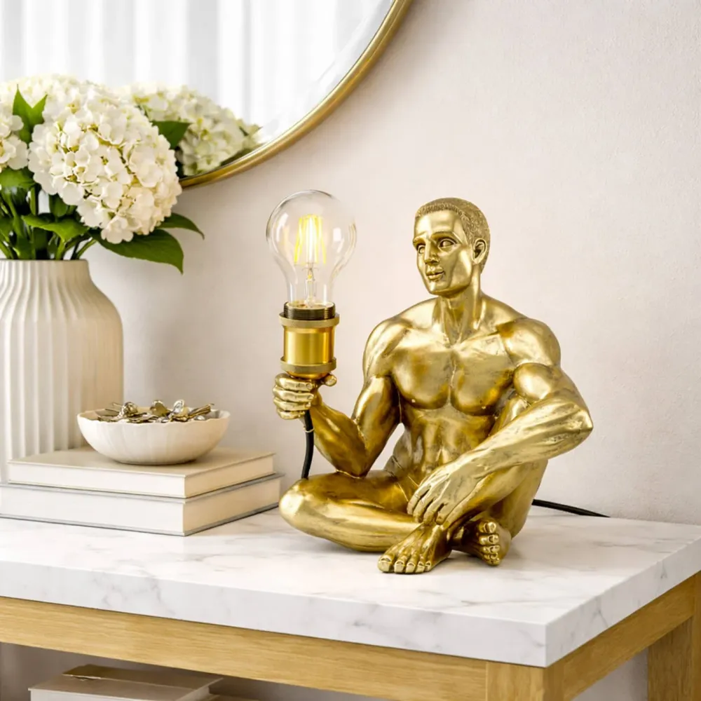Kare Design tafellamp - zittende man - goud