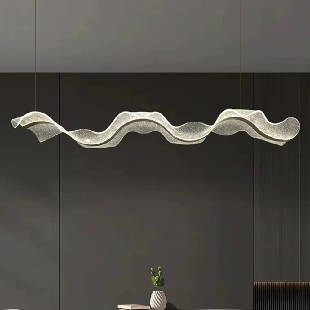 Kroonluchter Modern Acryl Goud met Golvende Vorm voor Woonkamer Eetkamer