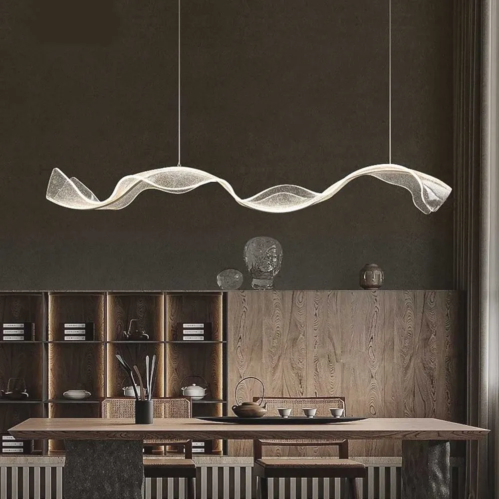 Kroonluchter Modern Acryl Goud met Golvende Vorm voor Woonkamer Eetkamer