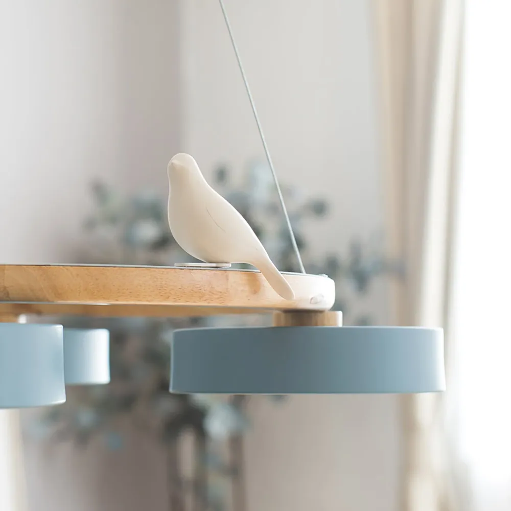 Kroonluchter voor Binnen met LED en Houten Vogelfiguren