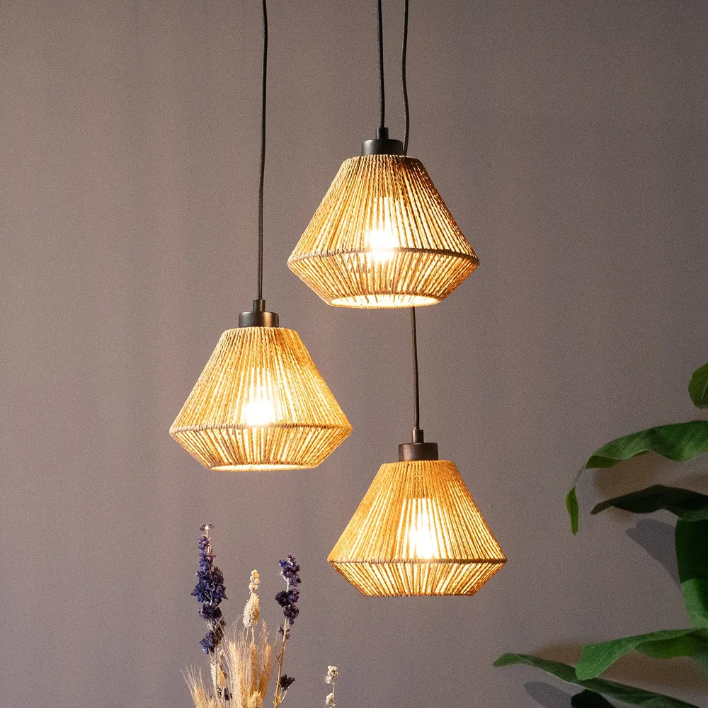 Hanglamp Ibiza Diamond | 3 Lichten | Naturel Jute Label51