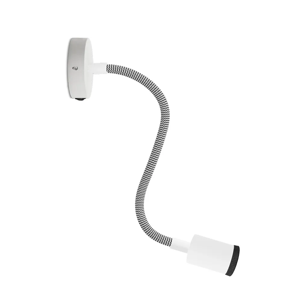 Lamp Fermaluce Flex 30 met mini plafondkap met schakelaar en mini spot GU1d0 - Mat wit