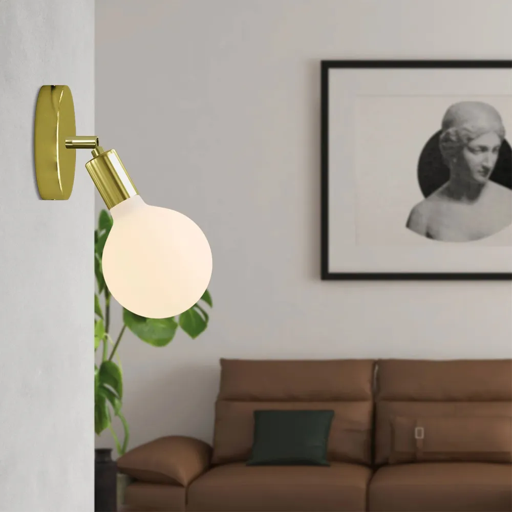 Lamp Fermaluce Scharnier metaal met Lichtbron Globe Porselein - Messing