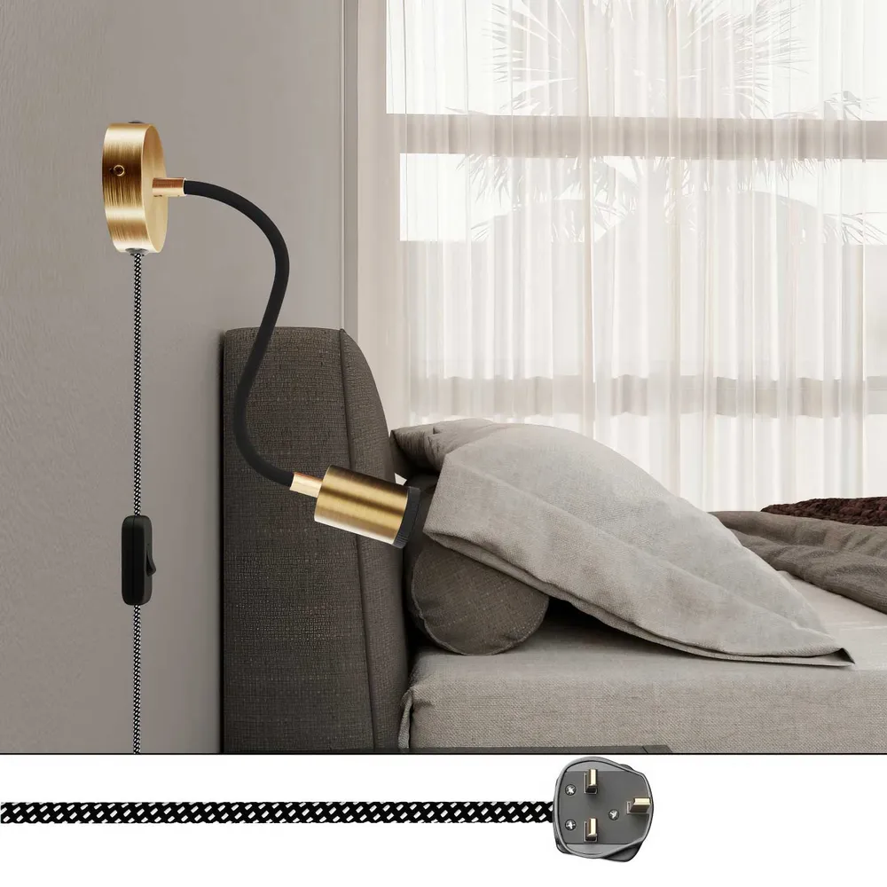 Lamp Spostaluce Flex 30 verstelbaar met Spot GU1d0 en UK Stekker - Gesatineerd brons