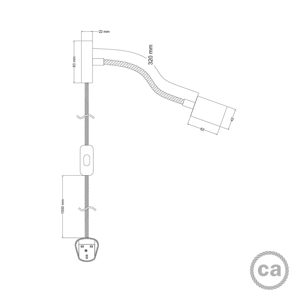 Lamp Spostaluce Flex 30 verstelbaar met Spot GU1d0 en UK Stekker - Gesatineerd brons