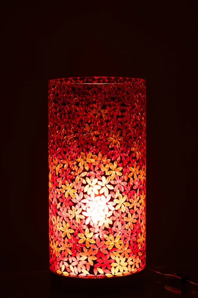 Lamp Tafel Bloem Mozaïek Glas Roze Groot