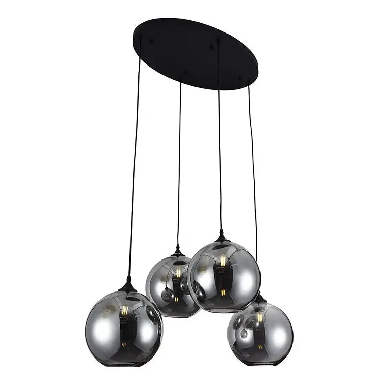 Hanglamp - Quattro Buns (Smoking Glass - 4 lichts ovaal) Lampen & Meer