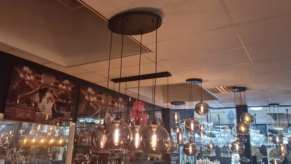 Hanglamp - Quattro Buns (Smoking Glass - 4 lichts ovaal) Lampen & Meer