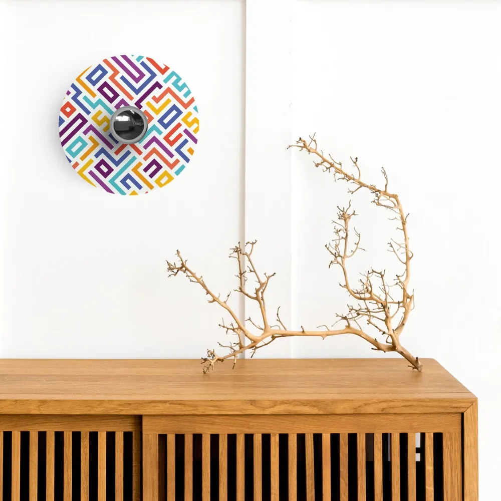 Lampenkap mini plat Ellepì met geometrische tekeningen 'Kaleidoscope' Geometrie 2, diameter 24 cm - Made Italy