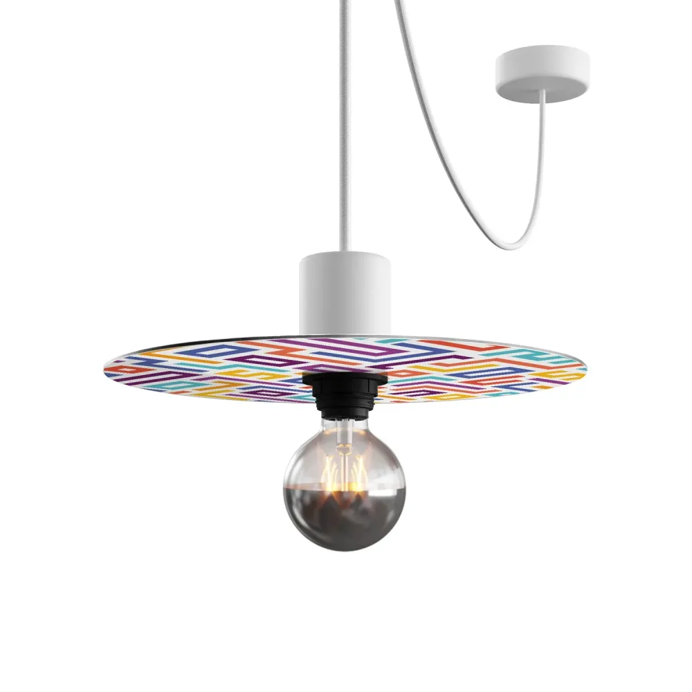 Lampenkap mini plat Ellepì met geometrische tekeningen 'Kaleidoscope' Geometrie 2, diameter 24 cm - Made Italy