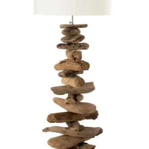 Lamp+Kap Drijfhout Natuur/Beige Middelgroot