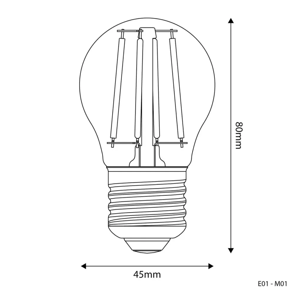 LED lichtbron Transparante Mini Globe G45 4W 470Lm E27 2700K - E01