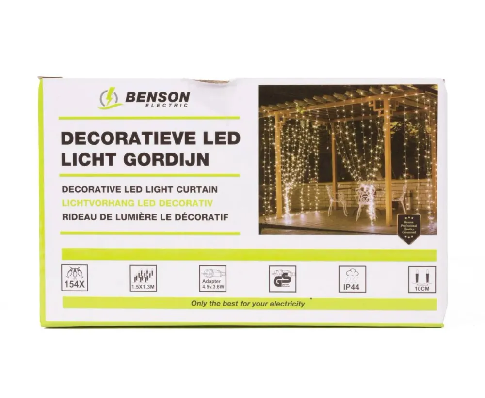 LED Lichtgordijn 154 LED's, 11 Slingers, IP44, Binnen/Buiten, 8 Modi
