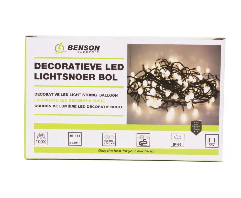 LED Lichtsnoer 100 Gekleurde LED's, 9.3m, Voor Binnen en Buiten